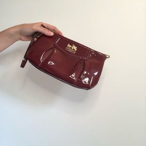 Burgundy Coach Patent Leather Wristlet